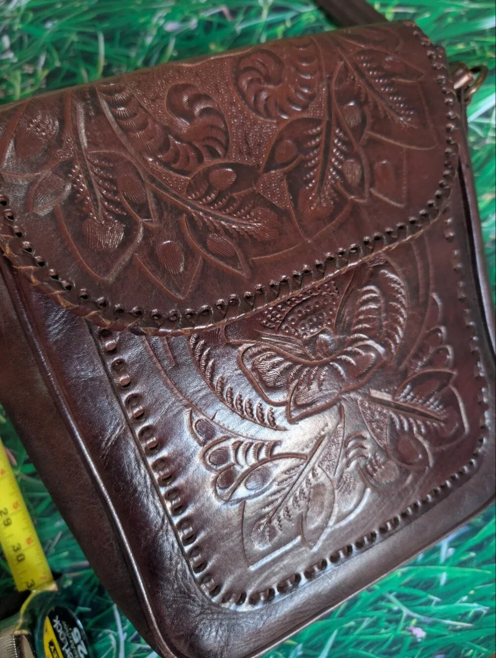 Mexichic Crafts LOLA Chicana luxury leather designer Crossbody Bag Chocolate Bag
